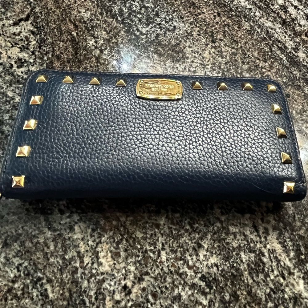 Michael Kors Blue Studded Bag & Wallet Set - Picture 8 of 13